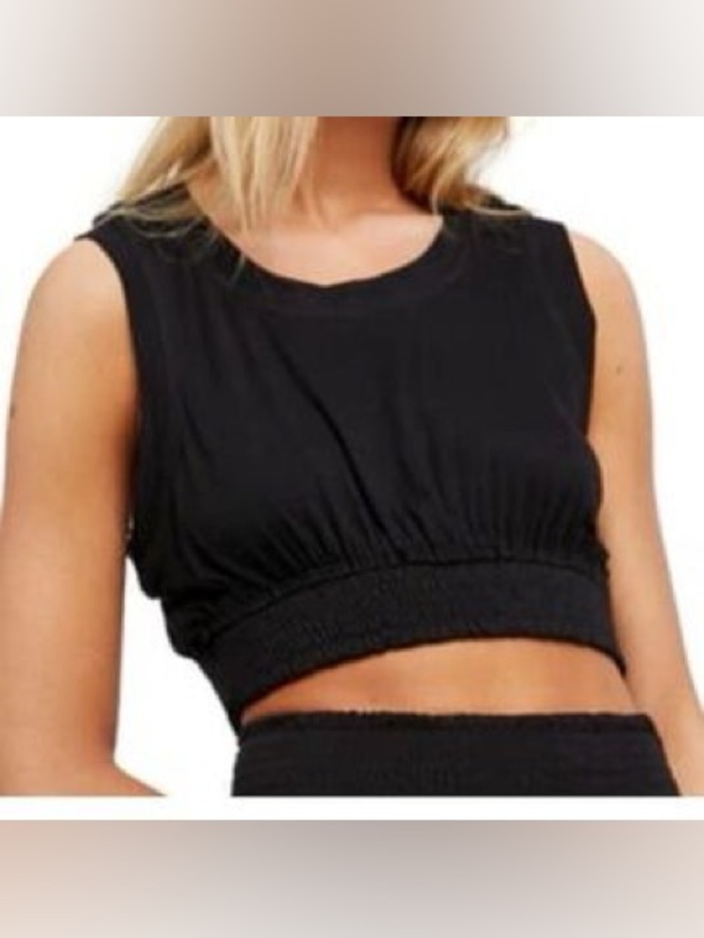 Free People Beach Morningside Keyhole Back Crop Tank Top - Black